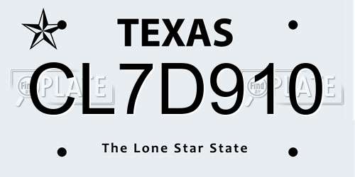 CL7D910 Texas License Plate