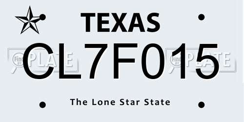 CL7F015 Texas License Plate