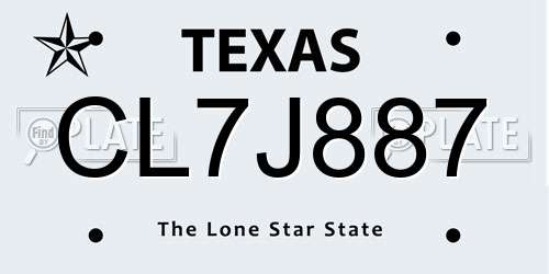 CL7J887 Texas License Plate