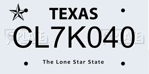 CL7K040 Texas License Plate