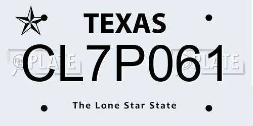 CL7P061 Texas License Plate