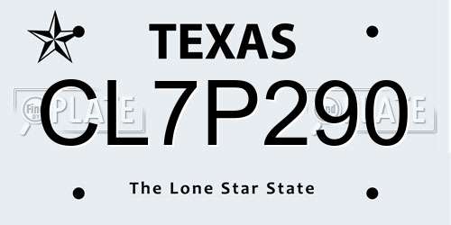 CL7P290 Texas License Plate
