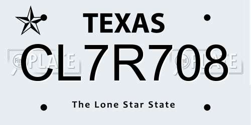 CL7R708 Texas License Plate