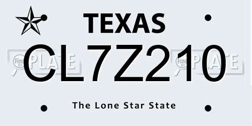 CL7Z210 Texas License Plate