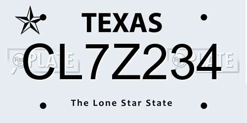 CL7Z234 Texas License Plate