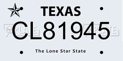CL81945 Texas License Plate