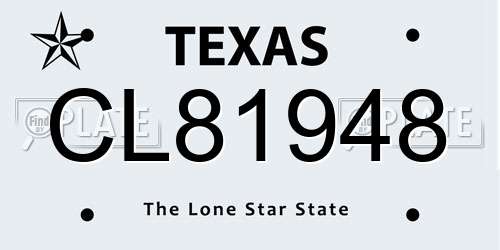 CL81948 Texas License Plate