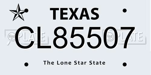 CL85507 Texas License Plate
