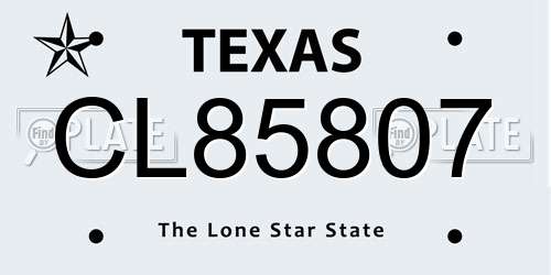 CL85807 Texas License Plate