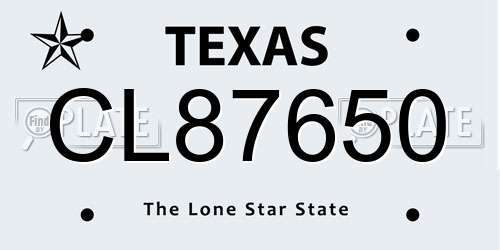 CL87650 Texas License Plate
