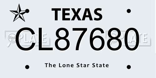 CL87680 Texas License Plate