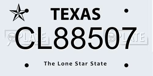 CL88507 Texas License Plate