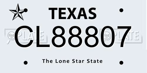 CL88807 Texas License Plate