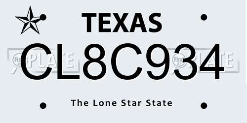 CL8C934 Texas License Plate
