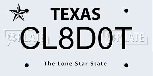 CL8D0T Texas License Plate