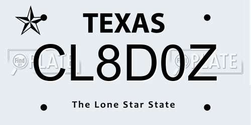 CL8D0Z Texas License Plate