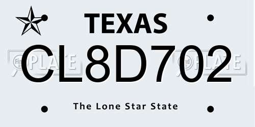 CL8D702 Texas License Plate