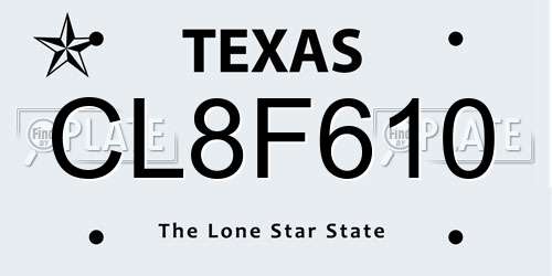 CL8F610 Texas License Plate