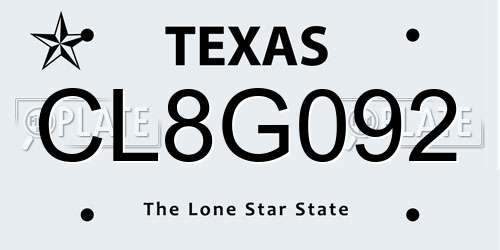 CL8G092 Texas License Plate
