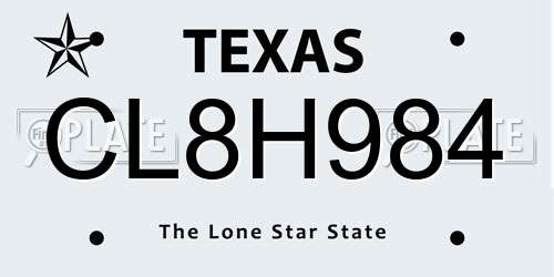CL8H984 Texas License Plate