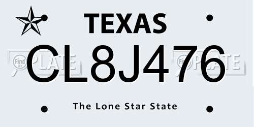 CL8J476 Texas License Plate