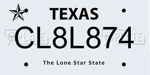 CL8L874 Texas License Plate