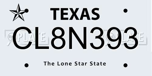 CL8N393 Texas License Plate