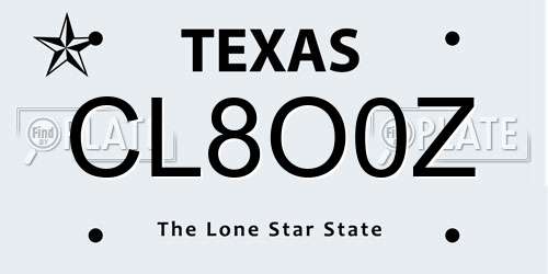 CL8O0Z Texas License Plate