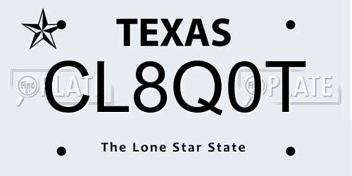 CL8Q0T Texas License Plate
