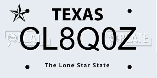 CL8Q0Z Texas License Plate