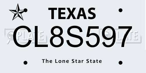 CL8S597 Texas License Plate