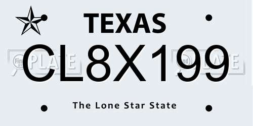 CL8X199 Texas License Plate