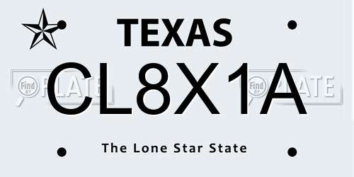 CL8X1A Texas License Plate