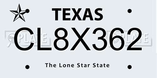 CL8X362 Texas License Plate