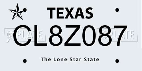 CL8Z087 Texas License Plate