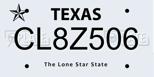 CL8Z506 Texas License Plate
