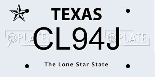 CL94J Texas License Plate