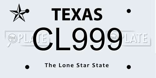 CL999 Texas License Plate