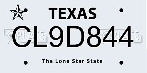 CL9D844 Texas License Plate