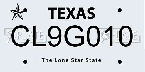 CL9G010 Texas License Plate