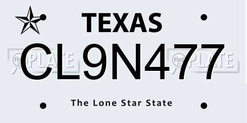 CL9N477 Texas License Plate