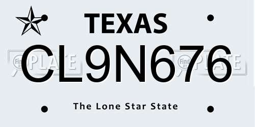 CL9N676 Texas License Plate
