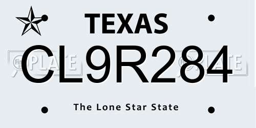 CL9R284 Texas License Plate