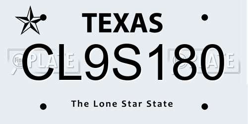 CL9S180 Texas License Plate