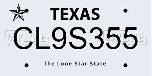 CL9S355 Texas License Plate