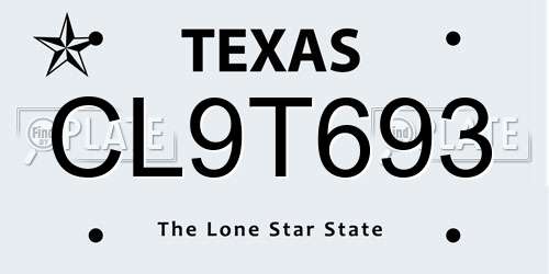 CL9T693 Texas License Plate