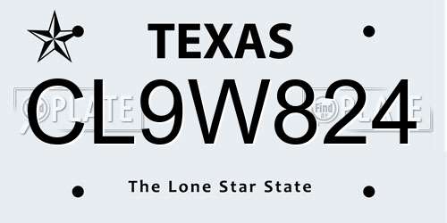 CL9W824 Texas License Plate