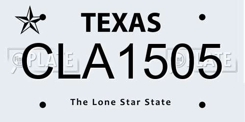 CLA1505 Texas License Plate