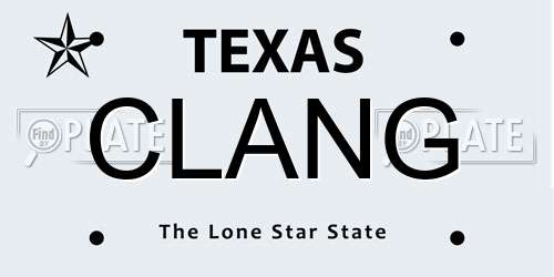 CLANG Texas License Plate