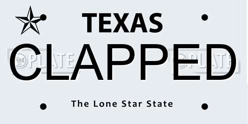 CLAPPED Texas License Plate